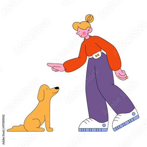Girl trains a dog