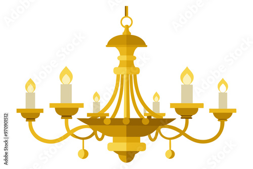 Golden chandelier vector art illustration