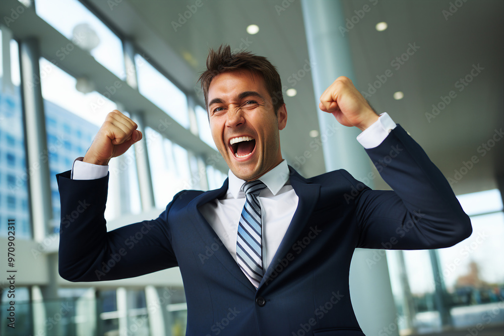 Fototapeta premium Successful business people person in modern interior office space building made with Generative AI artwork