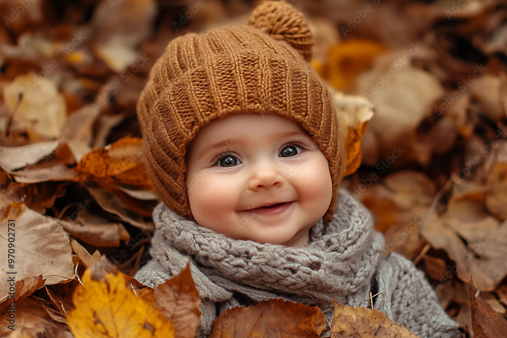 Beautiful autumn portrait, sunny day, park full of fallen foliage, people children pets walking, generative AI Beautiful autumn portrait, sunny day, park full of fallen foliage, people children pets walking, generative AI