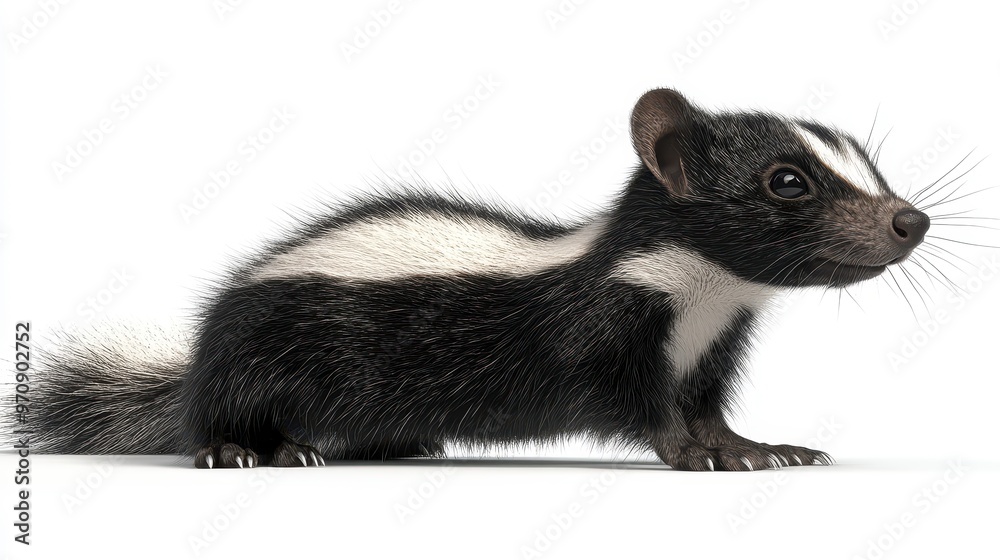 Skunk clipart, element, 3D illustration, realistic, isolated on white background Skunk clipart, element, 3D illustration, realistic, isolated on white background