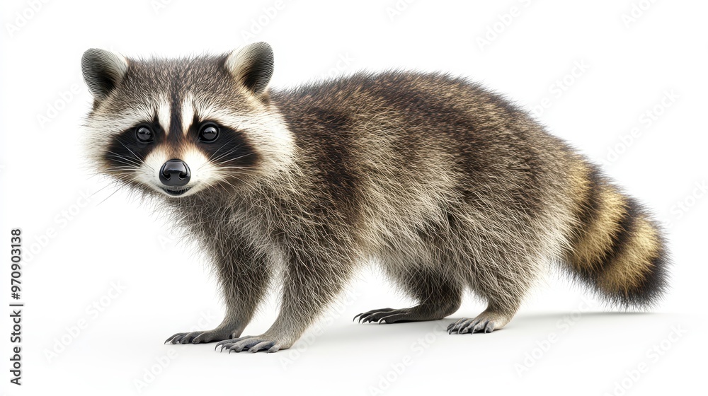 Obraz premium Raccoon clipart, element, 3D illustration, realistic, isolated on white background