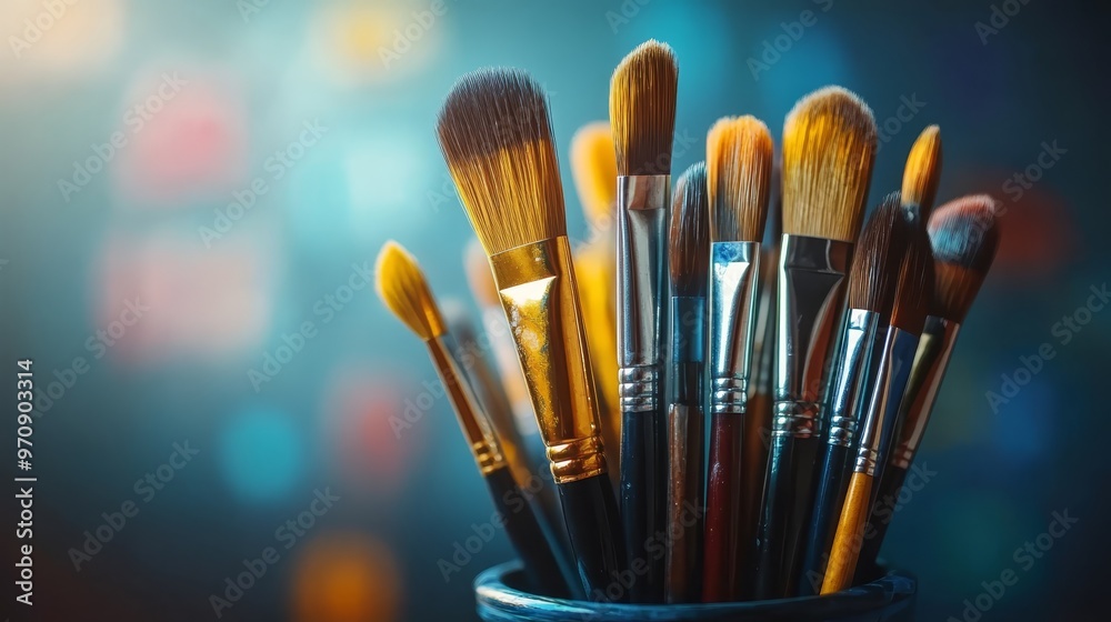 Closeup of Paint Brushes in a Jar Closeup of Paint Brushes in a Jar