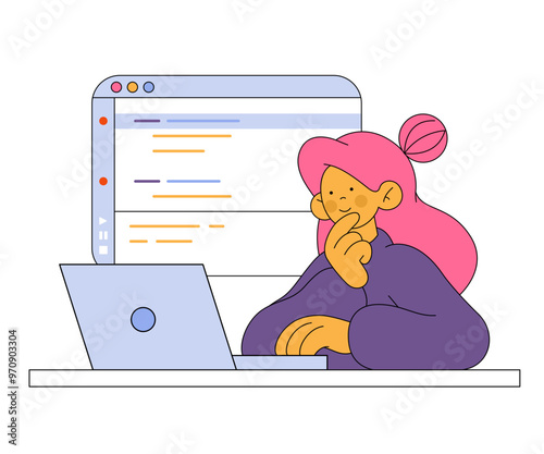 Woman debugging a program