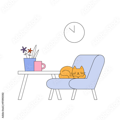 Cat sleeping in the living room