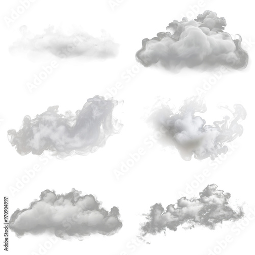 PNG smoke effect element set, transparent background