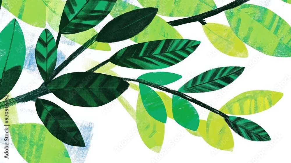 Minimalist green leafy design for spring-themed posters and prints Minimalist green leafy design for spring-themed posters and prints