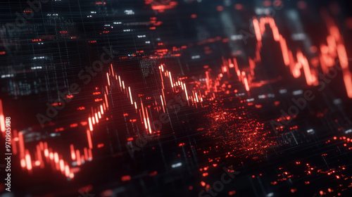 Wallpaper Mural Digital graph showing sharp declines in interest, represented by red lines and data points, illustrating significant downturn in metrics Torontodigital.ca