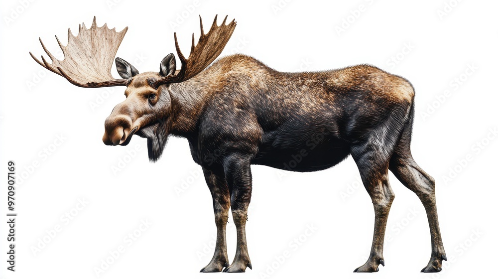Fototapeta premium Moose clipart, element, 3D illustration, realistic, isolated on white background