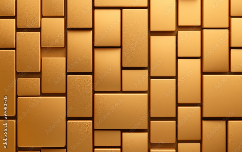 An abstract golden pattern with various rectangular shapes arranged harmoniously to create a modern textured background. An abstract golden pattern with various rectangular shapes arranged harmoniously to create a modern textured background.