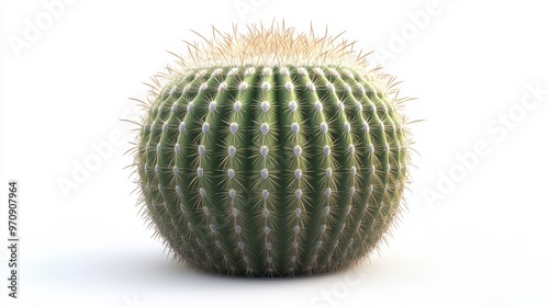 Barrel cactus (Ferocactus) clipart, element, 3D illustration, realistic, isolated on white background photo