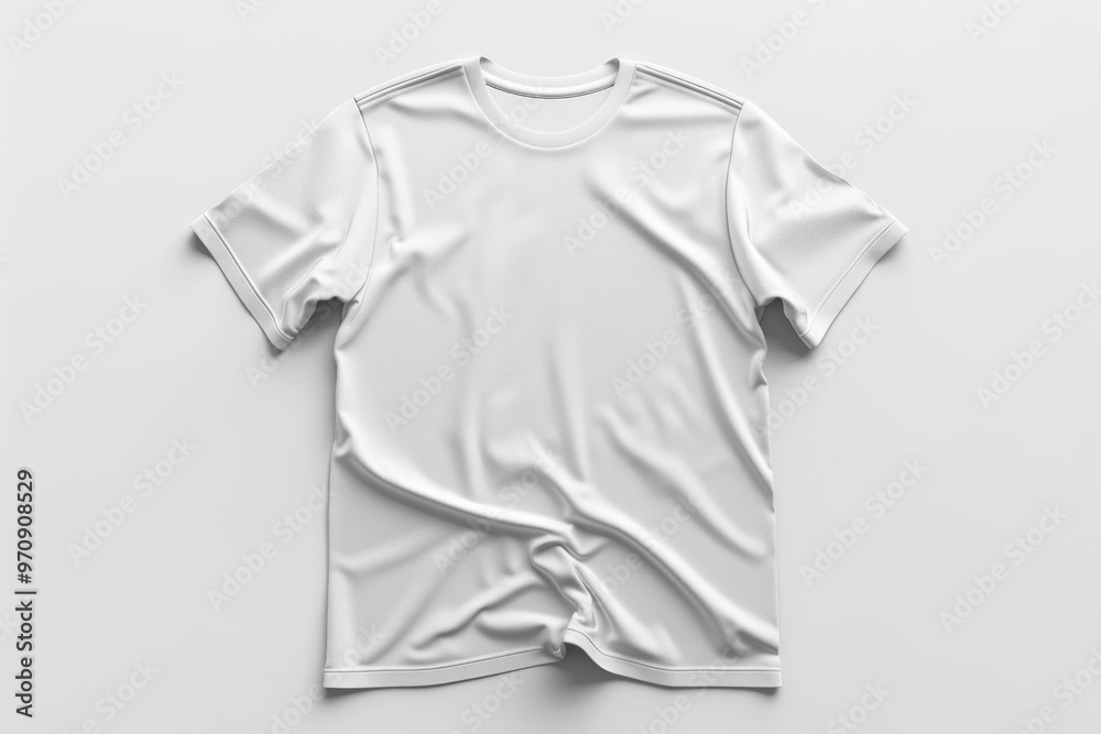 Blank white t-shirt lying flat on white background Blank white t-shirt lying flat on white background
