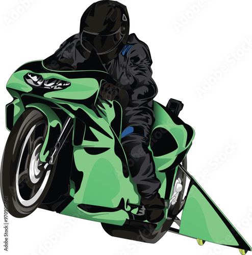 drag racing motorcycle on white background for poster, t-shirt print, business element, social media content, blog, sticker, vlog, and card. vector illustration.