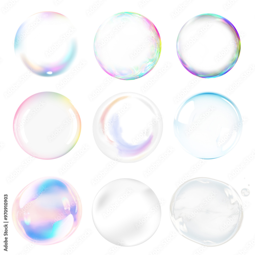 PNG bubble effect set, transparent background PNG bubble effect set, transparent background