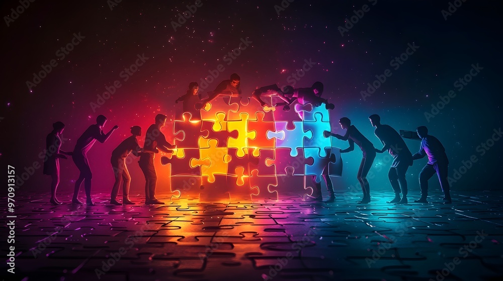Obraz premium Teamwork Puzzle Success - Business Collaboration Concept