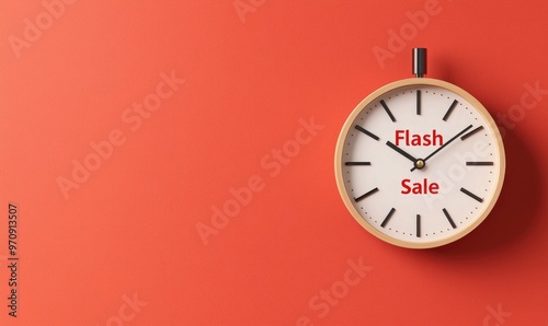 Modern clock showcasing a flash sale on a vibrant orange background, perfect for promotional materials and marketing campaigns.