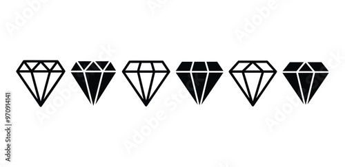 diamond gemstone icon symbol sign vector design black white color simple modern flat style collections