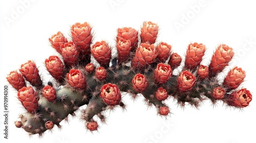 Cholla (Cylindropuntia) clipart, element, 3D illustration, realistic, isolated on white background photo