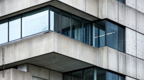 Concrete and glass exterior of the Charles F. Hurley building typical of Brutalist architecture in Boston Massachusetts USA photo