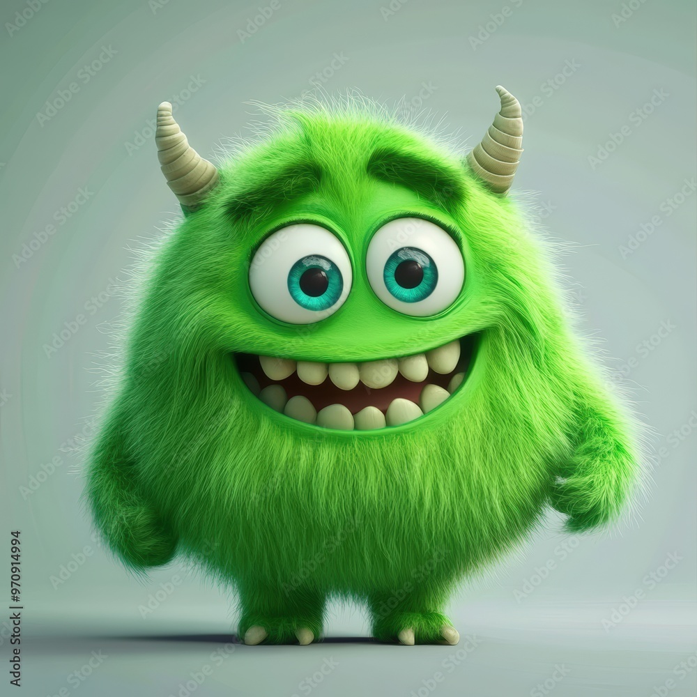 Cute and furry blue monster with good character, Big eyes and smile. studio render quality. Cartoon style.
Cute and furry blue monster with good character, Big eyes and smile. studio render quality. Cartoon style.