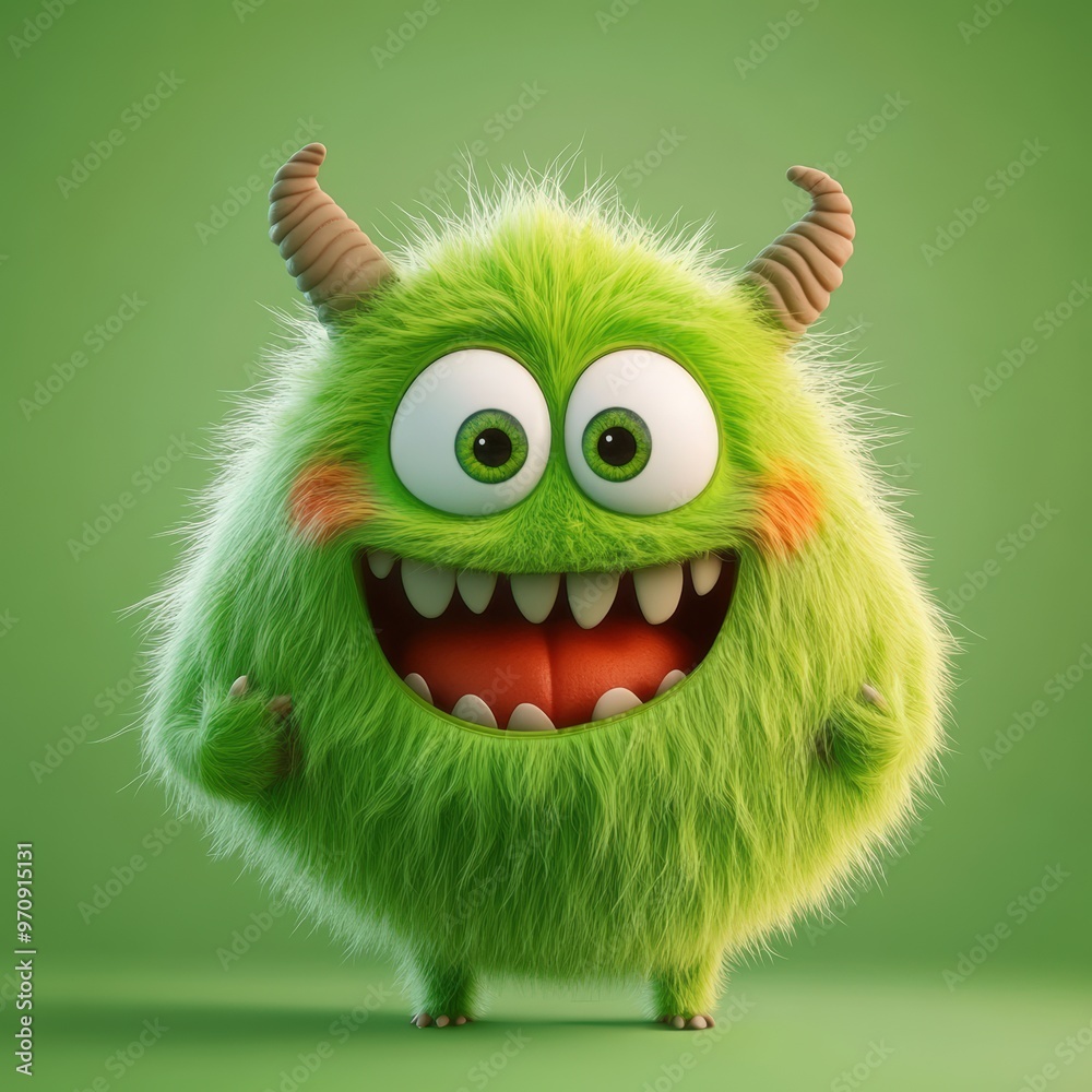Cute and furry blue monster with good character, Big eyes and smile. studio render quality. Cartoon style.
Cute and furry blue monster with good character, Big eyes and smile. studio render quality. Cartoon style.