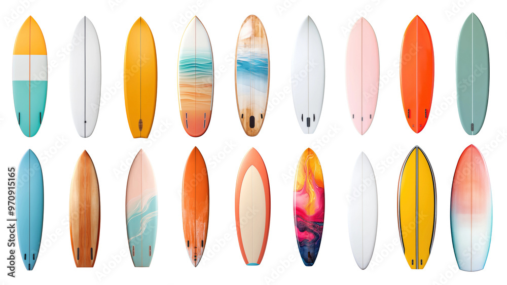 PNG colorful surfboard set, transparent background PNG colorful surfboard set, transparent background