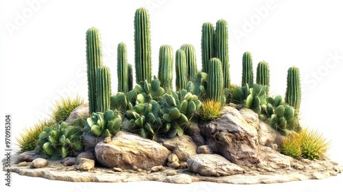 Wallpaper Mural Fairy castle cactus (Acanthocereus tetragonus) clipart, element, 3D illustration, realistic, isolated on white background Torontodigital.ca