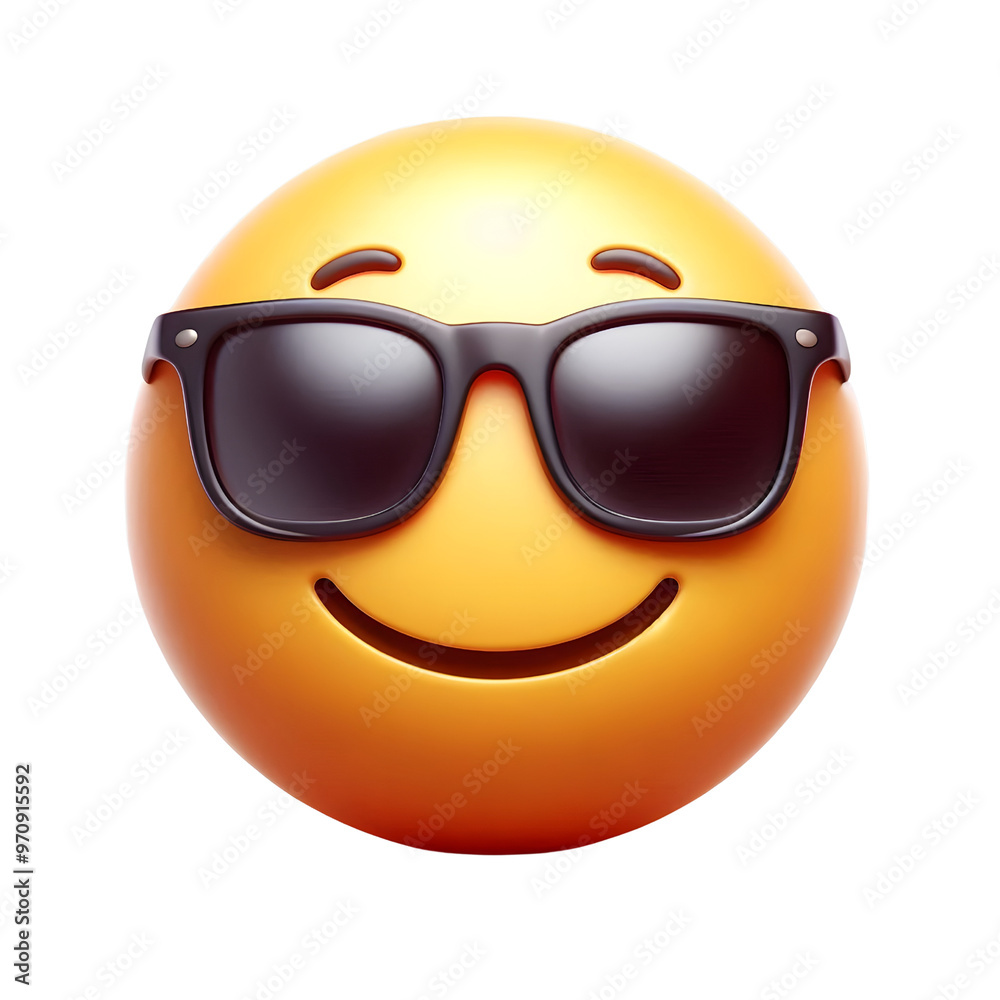 Face with sunglasses emoji isolated on transparent background. Face with sunglasses emoji isolated on transparent background.