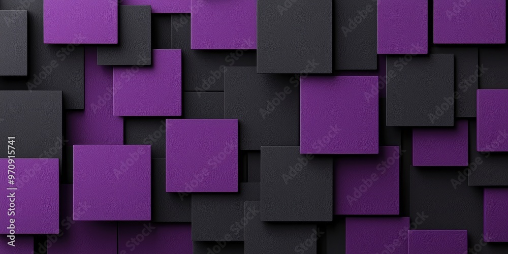 Obraz premium Vibrant purple and black squares create a modern geometric background suitable for various creative projects and designs.