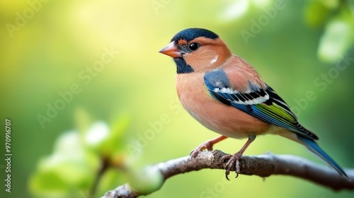 Colorful Finch Perched on a Branch