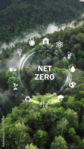 Net zero emission 2050.Circular economy concept for future business growth and environmental sustainability and reduce pollution for future business and environmental growth.4k corporate video