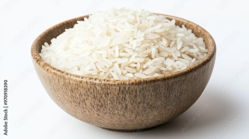 Rice in a bowl on a white background Rice in a bowl on a white background