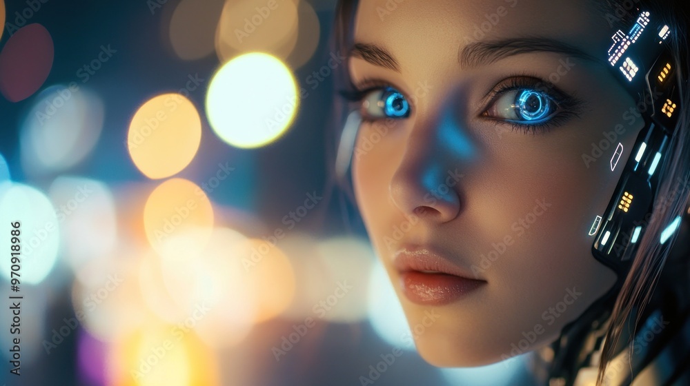 Cyberpunk Woman with Glowing Eyes Cyberpunk Woman with Glowing Eyes