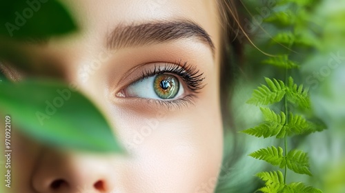 Natural cosmetics for care of delicate skin around eyes photo