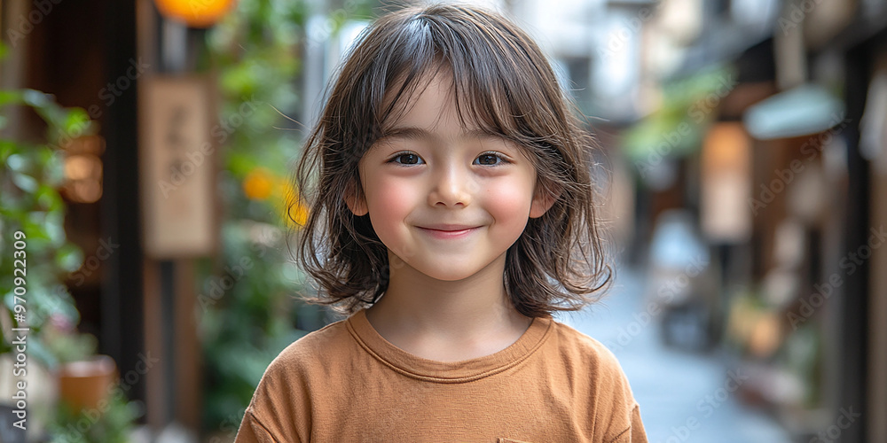 Portrait of an asian child looking at the camera Portrait of an asian child looking at the camera