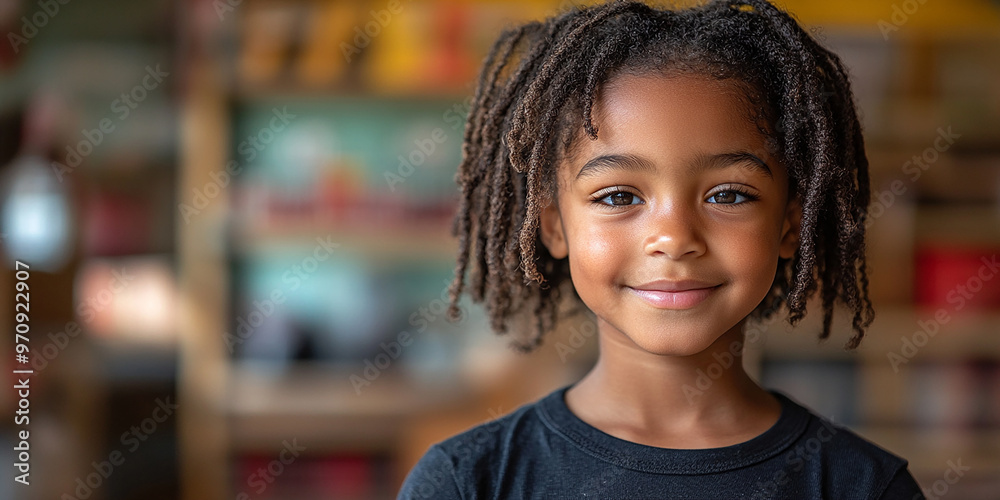 Portrait of a black school child looking into the camera Portrait of a black school child looking into the camera
