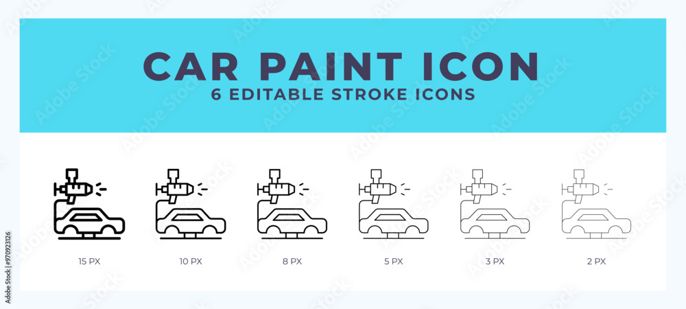 Car painting icon set with different stroke. Design elements for logo. Vector illustration.