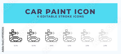 Car painting icon set with different stroke. Design elements for logo. Vector illustration.