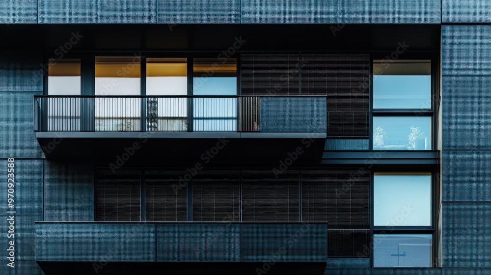 Modern Building Facade with Balconies and Windows Modern Building Facade with Balconies and Windows