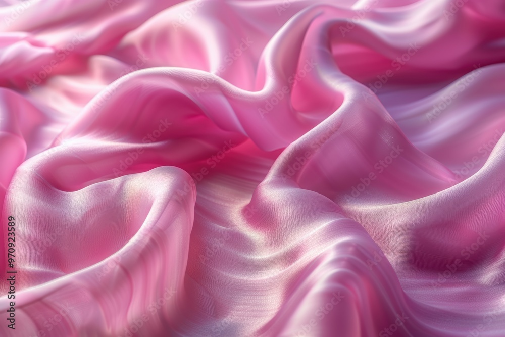 Obraz premium Material fino y suave, Seda de color rosa formando ondulaciones. Recurso gráfico, fondo.