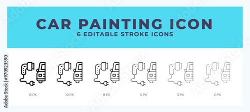 Car painting icon vector illustration. With editable stroke for web. App and more.