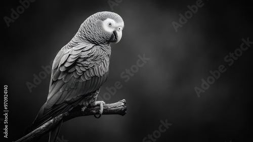 Grey Parrot Perched on a Branch
