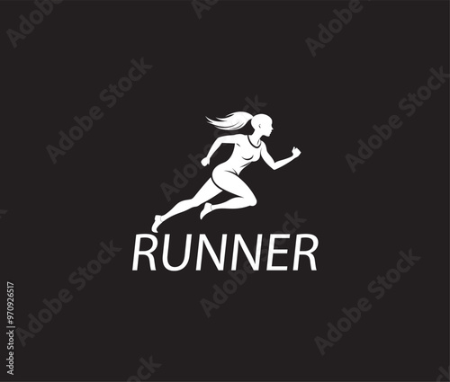 Female runner athletics logo vector design.