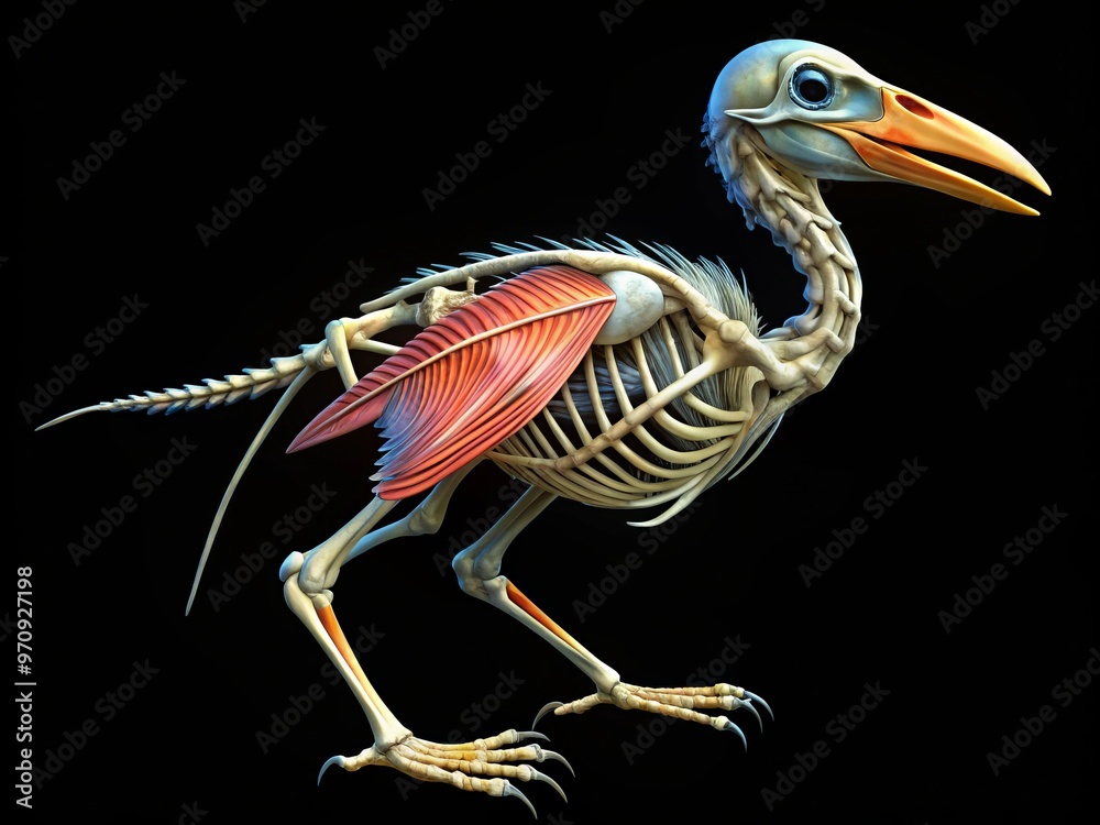 Illustrate a detailed drawing of a bird's skeletal structure, including ...