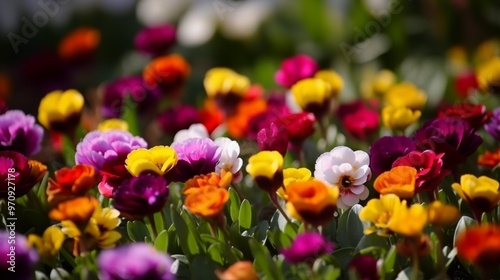 attractive field of different colorful tulips 