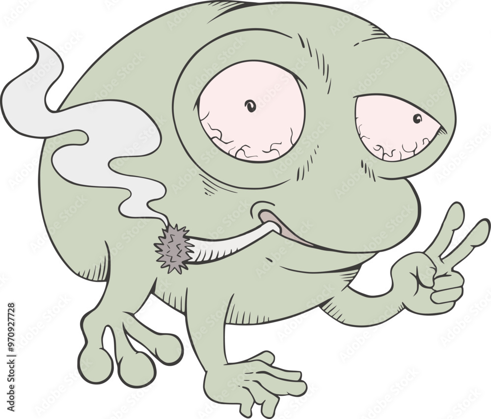 Fototapeta premium Design of funny frog smoking