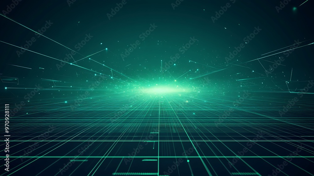 A futuristic digital landscape with glowing lines and particles, perfect for technology and abstract themes. A futuristic digital landscape with glowing lines and particles, perfect for technology and abstract themes.