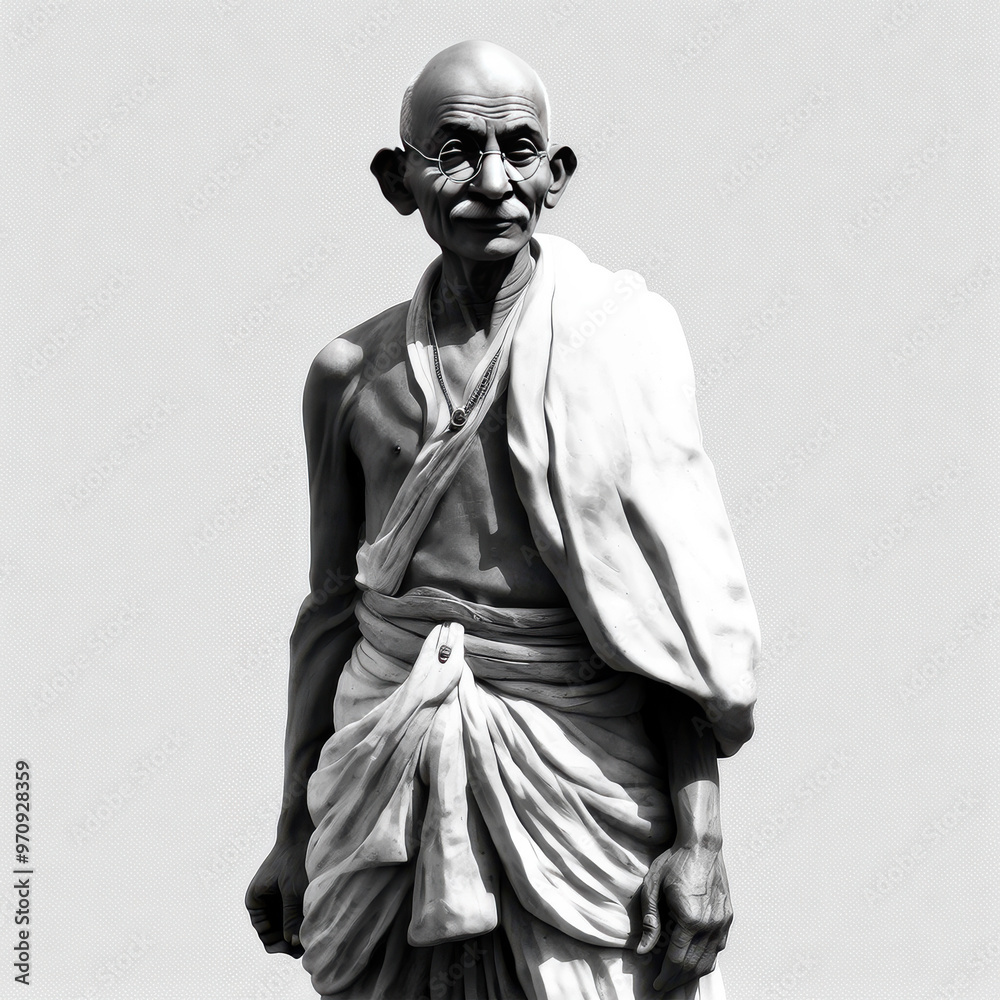 Serene portrait of Mahatma Gandhi, Father of the Nation, symbol of non ...