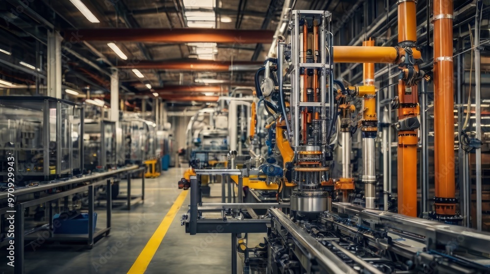 Automation concept with industrial business process workflow optimization and checkboxes Automation concept with industrial business process workflow optimization and checkboxes