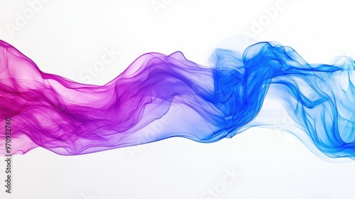 Ethereal wave in colorfull shades and colors, with transparent watercolor , separated on a white backdrop